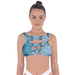 Wonderful Blue Flowers Bandaged Up Bikini Top