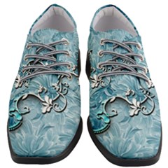 Wonderful Blue Flowers Women Heeled Oxford Shoes