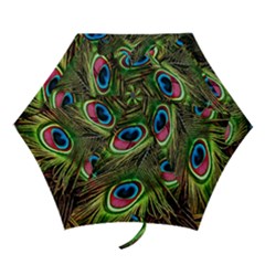 Peacock Feathers Color Plumage Mini Folding Umbrellas by Celenk