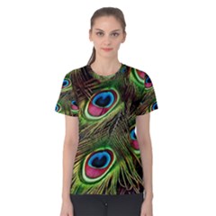 Peacock Feathers Color Plumage Women s Cotton Tee