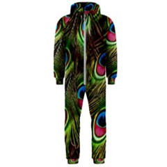 Peacock Feathers Color Plumage Hooded Jumpsuit (men) 