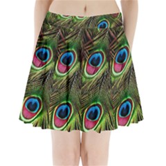 Peacock Feathers Color Plumage Pleated Mini Skirt