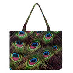 Peacock Feathers Color Plumage Medium Tote Bag by Celenk