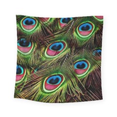 Peacock Feathers Color Plumage Square Tapestry (small) by Celenk