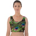 Peacock Feathers Color Plumage Velvet Crop Top View1