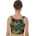 Peacock Feathers Color Plumage Velvet Crop Top View2