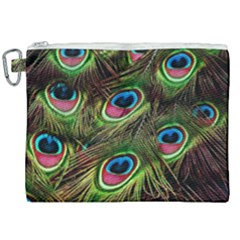 Peacock Feathers Color Plumage Canvas Cosmetic Bag (xxl)