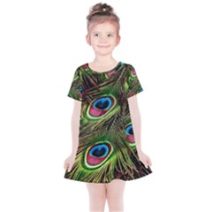 Peacock Feathers Color Plumage Kids  Simple Cotton Dress