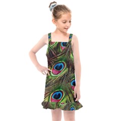 Peacock Feathers Color Plumage Kids  Overall Dress