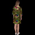 Peacock Feathers Color Plumage Velour Kimono Dress View4