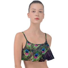 Peacock Feathers Color Plumage Frill Bikini Top