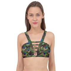 Peacock Feathers Color Plumage Cage Up Bikini Top