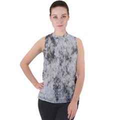 Degrade Blanc/gris Mock Neck Chiffon Sleeveless Top by kcreatif