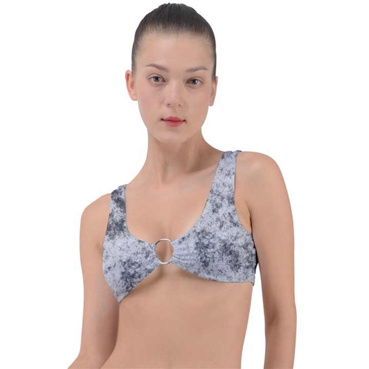 Degrade Blanc/Gris Ring Detail Bikini Top