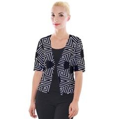 Formes Geometriques Etoiles/carres Cropped Button Cardigan by kcreatif