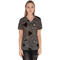 Formes Geometriques Etoiles/carres Women s V-neck Scrub Top by kcreatif