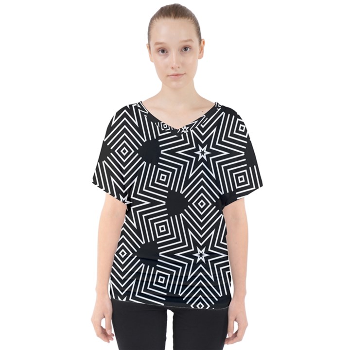 FORMES GEOMETRIQUES ETOILES/CARRES V-Neck Dolman Drape Top