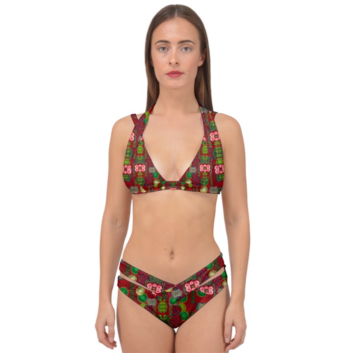 In Time For The Season Of Christmas An Jule Double Strap Halter Bikini Set