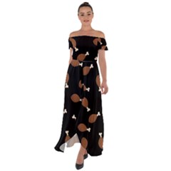 Turkey Leg Pattern - Thanksgiving Off Shoulder Open Front Chiffon Dress