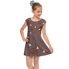 Turkey Leg Pattern - Thanksgiving Kids  Cap Sleeve Dress by Valentinaart