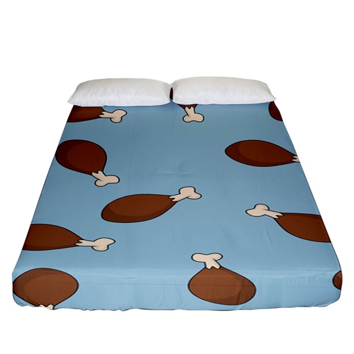 Turkey Leg Pattern - Thanksgiving Fitted Sheet (King Size)