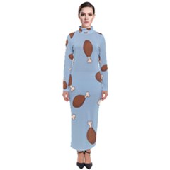 Turkey Leg Pattern - Thanksgiving Turtleneck Maxi Dress