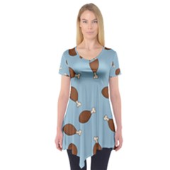 Turkey Leg Pattern - Thanksgiving Short Sleeve Tunic 