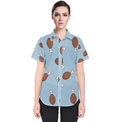 Turkey Leg Pattern - Thanksgiving Women s Short Sleeve Shirt