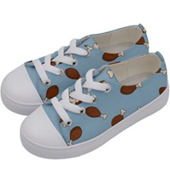 Turkey Leg Pattern - Thanksgiving Kids  Low Top Canvas Sneakers