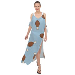 Turkey Leg Pattern - Thanksgiving Maxi Chiffon Cover Up Dress