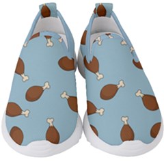 Turkey Leg Pattern - Thanksgiving Kids  Slip On Sneakers by Valentinaart