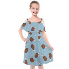 Turkey Leg Pattern - Thanksgiving Kids  Cut Out Shoulders Chiffon Dress by Valentinaart