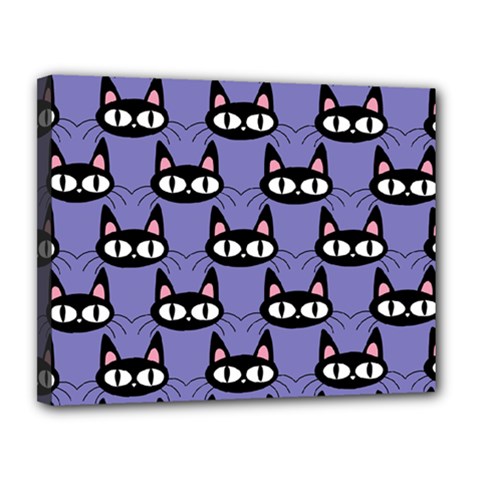 Cute Black Cat Pattern Canvas 14  X 11  (stretched) by Valentinaart