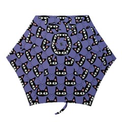 Cute Black Cat Pattern Mini Folding Umbrellas by Valentinaart