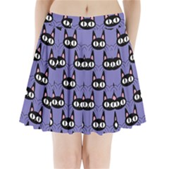 Cute Black Cat Pattern Pleated Mini Skirt by Valentinaart