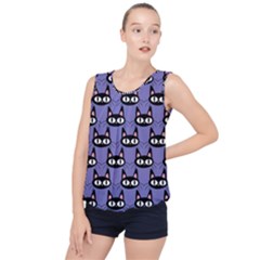 Cute Black Cat Pattern Bubble Hem Chiffon Tank Top by Valentinaart