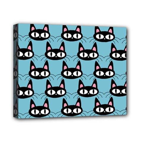 Cute Black Cat Pattern Canvas 10  X 8  (stretched) by Valentinaart