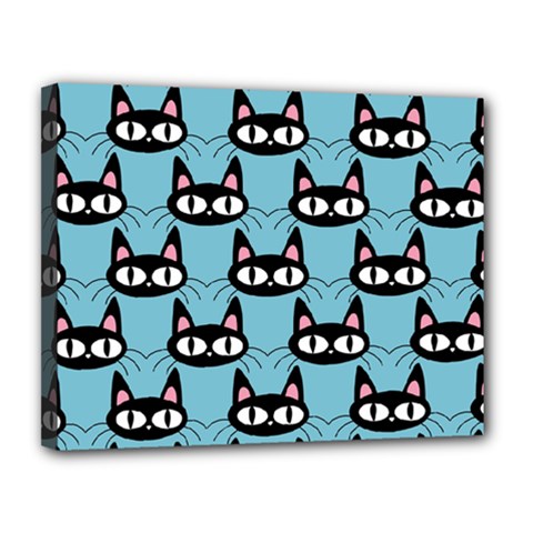 Cute Black Cat Pattern Canvas 14  X 11  (stretched) by Valentinaart