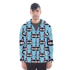 Cute Black Cat Pattern Men s Hooded Windbreaker by Valentinaart