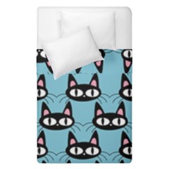 Cute Black Cat Pattern Duvet Cover Double Side (single Size) by Valentinaart