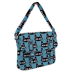 Cute Black Cat Pattern Buckle Messenger Bag by Valentinaart