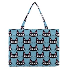 Cute Black Cat Pattern Zipper Medium Tote Bag by Valentinaart