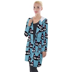 Cute Black Cat Pattern Hooded Pocket Cardigan by Valentinaart