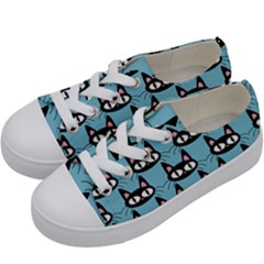 Cute Black Cat Pattern Kids  Low Top Canvas Sneakers by Valentinaart