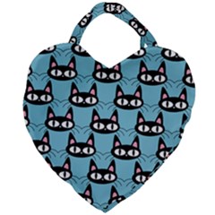 Cute Black Cat Pattern Giant Heart Shaped Tote by Valentinaart