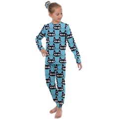 Cute Black Cat Pattern Kids  Long Sleeve Set 