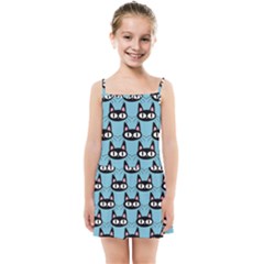 Cute Black Cat Pattern Kids  Summer Sun Dress by Valentinaart