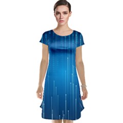 Abstract Rain Space Cap Sleeve Nightdress