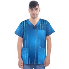 Abstract Rain Space Men s V-neck Scrub Top