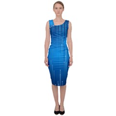 Abstract Rain Space Sleeveless Pencil Dress